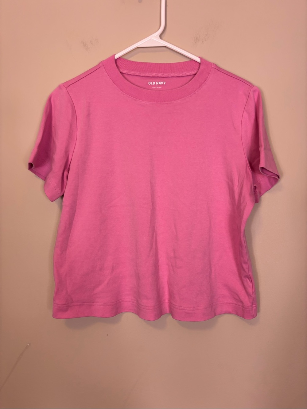 Old Navy Pink Short-Sleeve Boxy Fit 100% Cotton Crewneck Tee Small